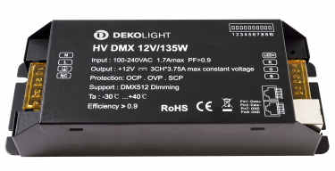 LED-Netzgerät mit integriertem 3-Kanal-DMX Dimmer 12V