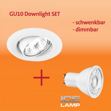 GU10 Downlight Set, schwenkbar, LED 5W dim, 480lm, 2700K 